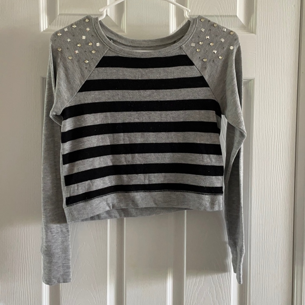 Adorable cropped embellished Justice sweatshirt